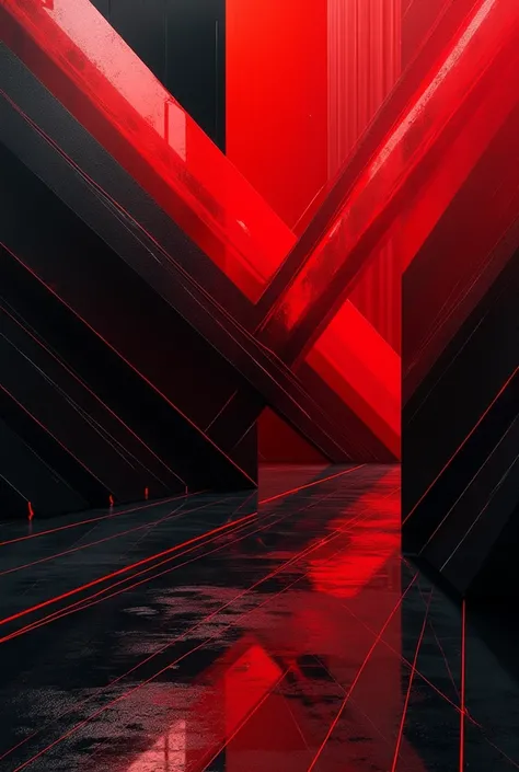 Dynamic red and black abstract artwork digital medium modern environment bold concept eye-catching design	
