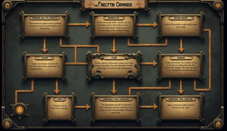 create and design a flow chart for my game named: The Forgotten Chamber. Flowchart Structure Breakdown
Start: Entrance Hall
Description: Players begin their journey at the Entrance Hall, a dimly lit stone room.
Puzzle Objective: Find and solve the mechanis...