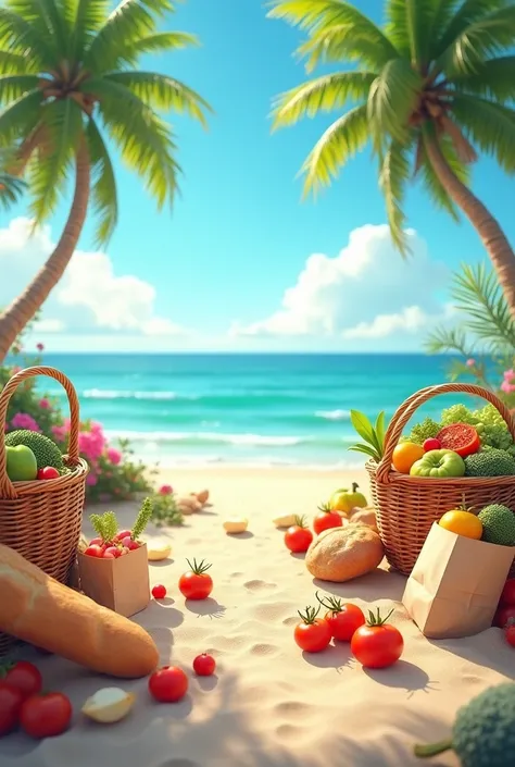 Groceries on the beach