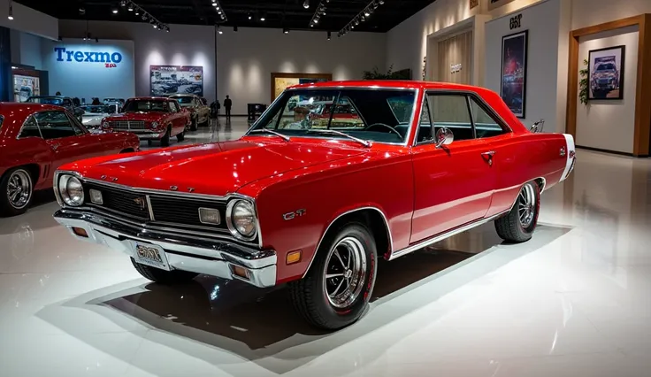 Front view side Of pure red in Showroom about 1968 Dodge dart gt 