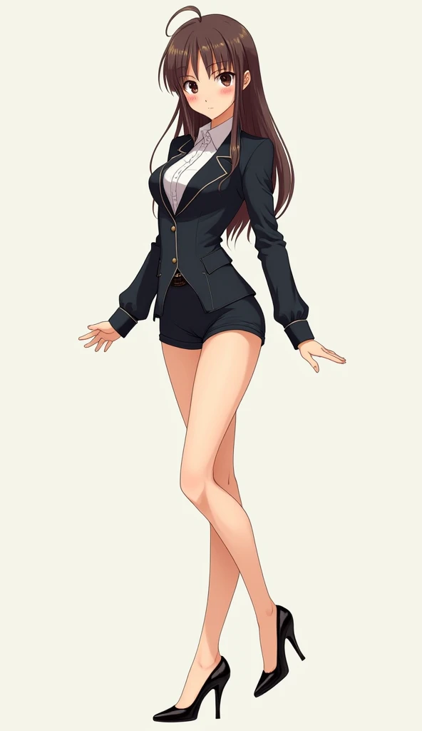 anime suit long sleeve shorts high heels barefoot