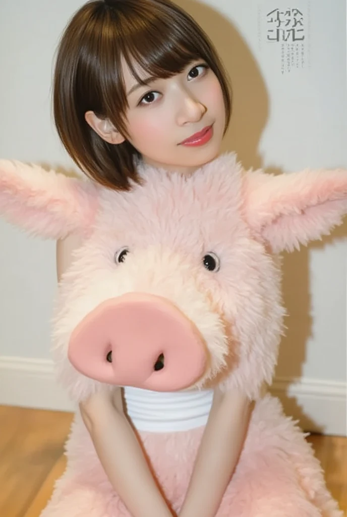 Wearing a pig costume，So much so that it only looks like a pig at first glance