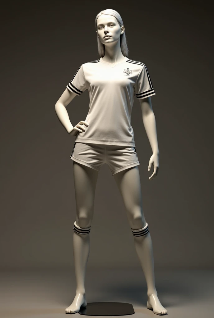 Female mannequin in soccer uniform Marta pose