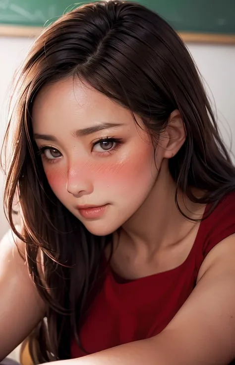 女性 teacher  , Red clothing , 
(((masterpiece))), ((  top quality)), (( 複雑な Details)), ((  super realistic realism )), ,  mature women,   mature women,   see through,    High Definition  , illustration, 1人の mature women,    perfect hands ,   Details,  美しい D...