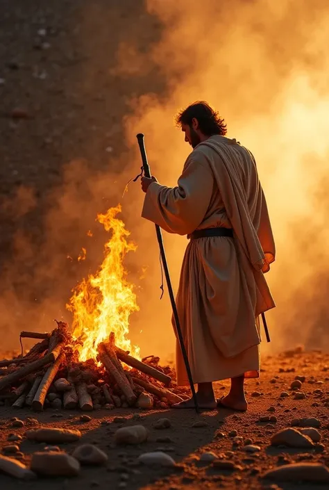 Elijah restored the holocaust with the twelve stones of the tribe of Jacob's sons, a watering around the altar, the width of two measures of seed, and he armed the wood and divided the calf into pieces and put it on the law, then the fire of the Lord fell ...