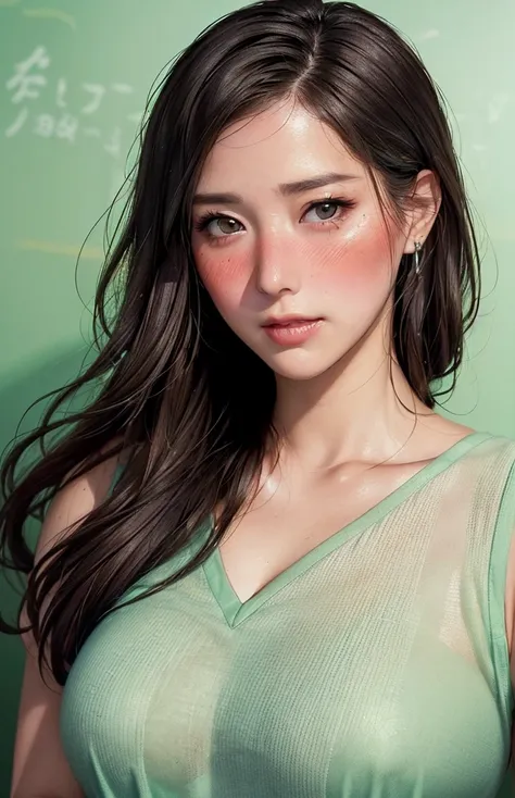 女性 teacher  , Green clothing , 
(((masterpiece))), ((  top quality)), (( 複雑な Details)), ((  super realistic realism )), ,  mature women,   mature women,   see through,    High Definition  , illustration, 1人の mature women,    perfect hands ,   Details,  美しい...