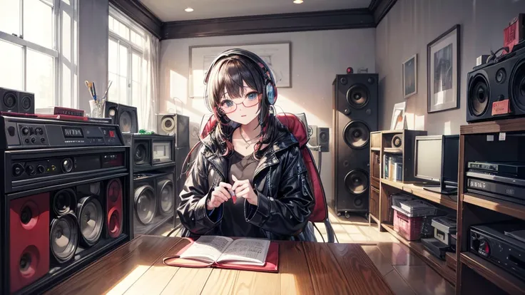  full-sided speakers :2,PA room:2, headphones:2, beautiful girl:2,Tons of speakers:2,大量の headphones:2,music enthusiast:2,Otaku:2,Glasses,I like heavy metal:2,I like hard rock :2,perfection,masterpiece,ヘビメタ beautiful girl変形,A room full of music equipment,le...