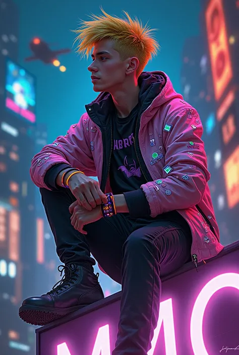 2. Cyberpunk, Techno-Dystopian
Kairos Prompt
"Kairos as a kinetic, unpredictable figure in a chaotic cyberpunk world, symbolizing seizing the perfect moment. His golden hair is asymmetrically cut, with glowing neon streaks that flicker erratically. He wear...