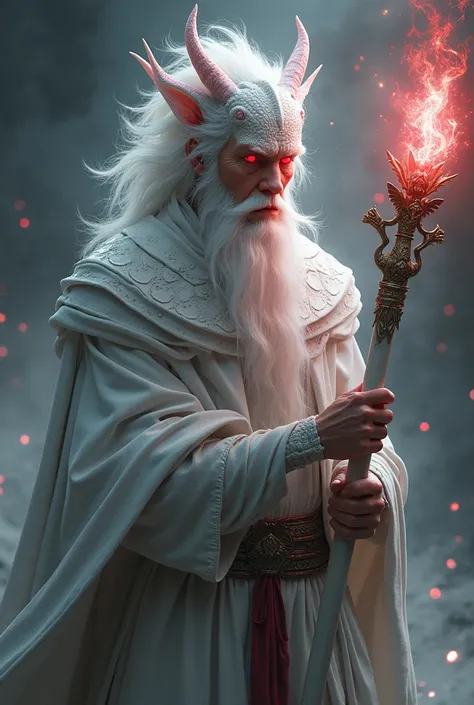 masterpiece,best quality,(Highly detailed 8k unity CG wallpaper),(best drawing),(best shadow),Realistic lighting,detailed,RPG,storm 20,make a realistic wizard,handsome and young 25 years old,beardless and short hair,white scales with a reddish sheen that i...