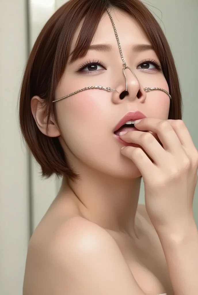      Beautiful face kneeling on the floor      、   lick the viewer   ,      1 girl,lip,(Clear saliva         ), ,thick lips,    transparent and bubbling drool     ,     Morning Smile    ,close-up,  show me my nostrils  ,      has prominent nostrils when li...