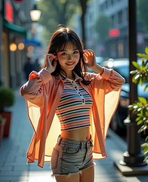 . A 45-megapixel 8K 3D portrait shot with the highest quality cameras. Canon and Fuji cameras use the highest quality and most modern film, very realistic images and colors. Asian models. Korean girl makeup Very delicate eyes Glossy Portland skin Glossy ti...