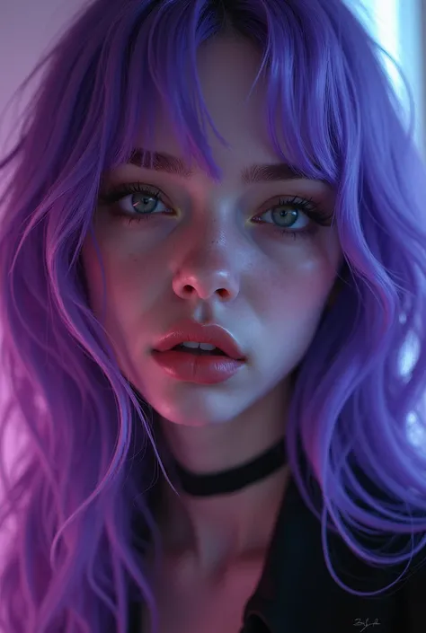 Singer Billie Eilish with purple hair