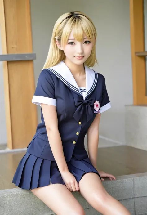 Japanese School Uniform,  Japanese High School Girls Uniforms , Japanese School Uniform, Beautiful ,  young gravure idol ,  young cute gravure idol,  Girl, blonde