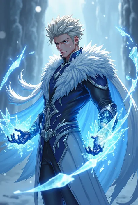 Create an image of a character with ice powers anime, Will this character be handsome 