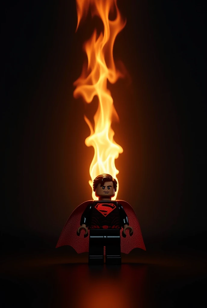 Superman e Batman eStart with a black background, total darkness, to create an atmosphere of mystery. Start adding an effect of dim lights that simulate flames, or a soft glow, as if the viewer is observing a distant fire, but which is gradually increasing...