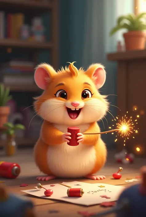 Hamster that lights firecrackers