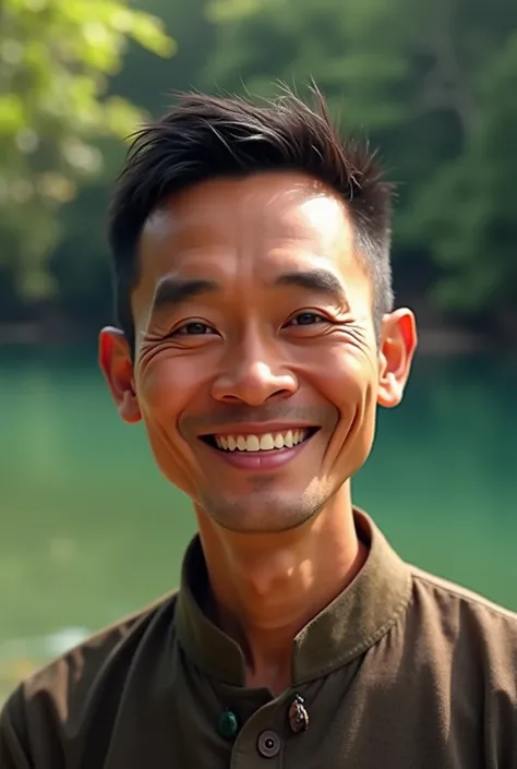 An Indonesian man smiles sweetly 