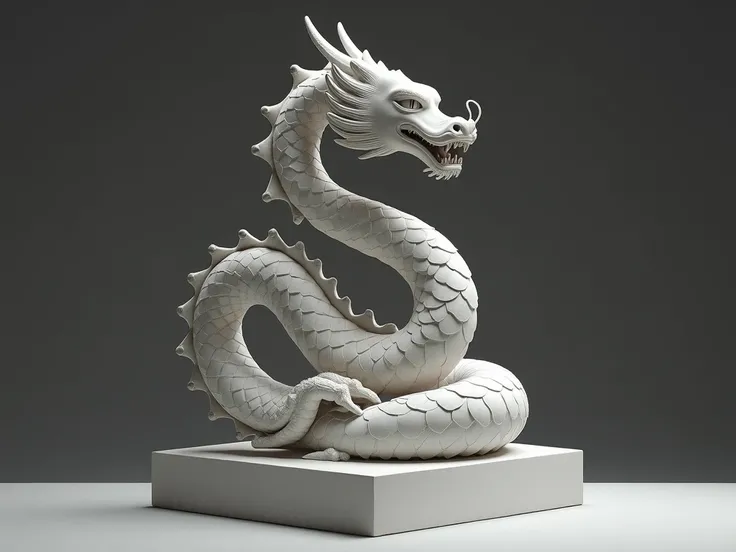 draw a design sculpture with the Chinese New Year's serpent carved in stone