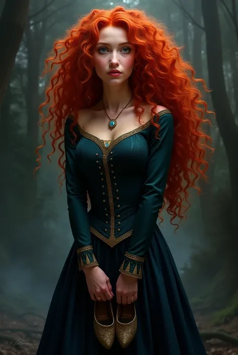 Merida with shoes in her hand dramatic style