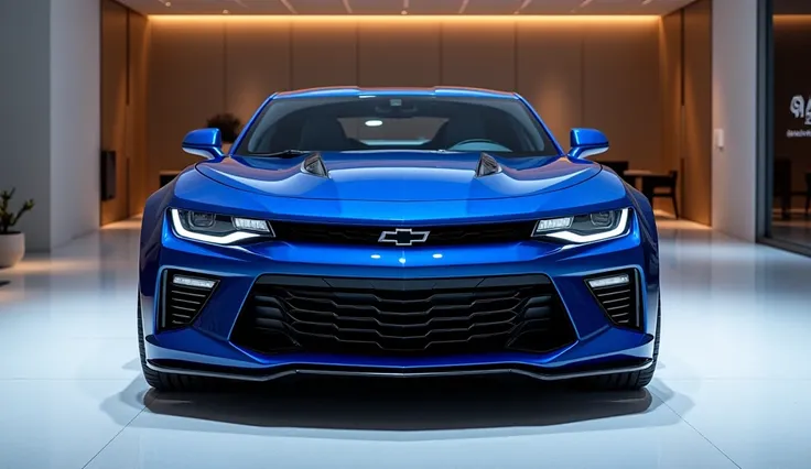 New 2025 Chevy Chevelle officially Unveiled-Ultimate... Blue var front view luxury showroom 