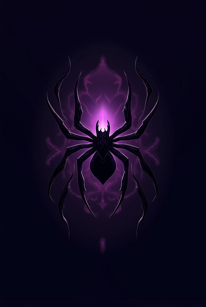 a logo,  purple and black , with a spider, Written "Blacky house "