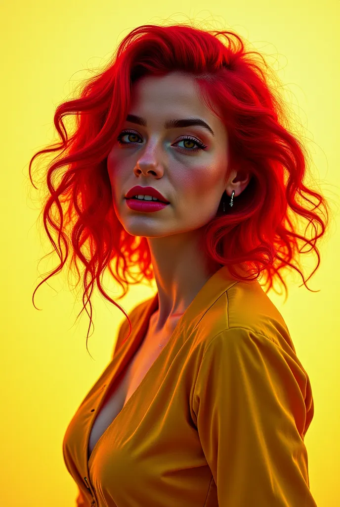 Mabel Solares , woman ,  was born in 1984 , red-haired,  wavy hair,  color yellow and red, sendual, attractive, Detached , rebel,  Unpredictable ,  eccentric , individualistic , adventurous