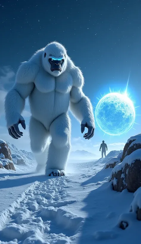 Whitemene notices a giant ball of ice forming in the distance. A glint of determination crosses his face as he understands its importance. He turns and starts running toward the icy sphere, ready to face whatever comes next.

 

Whitemene :a yeti is a towe...