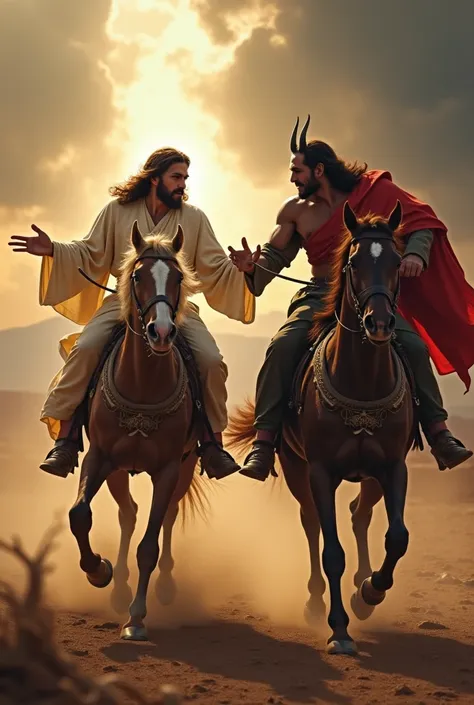 Jesus betting race with the devil