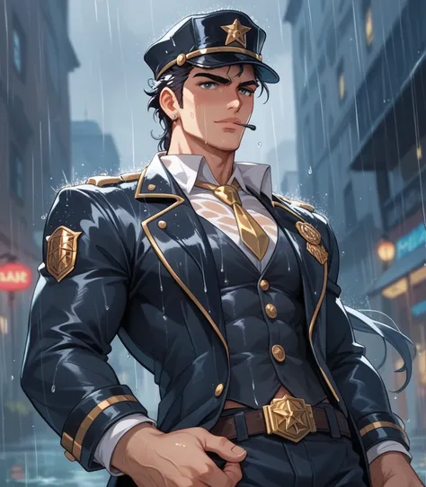 Jotaro in the rain