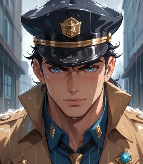 Jotaro in the rain