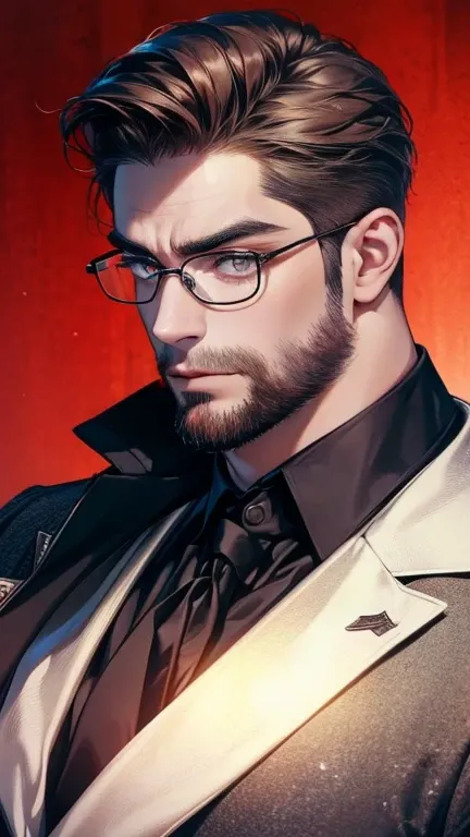 (  best quality,4K,8k,  highres,  masterpiece :1.2),  ultra-detailed  ,(realistic,photorealistic,photo-realistic:1.37),36-year-old man,3 day beard,Beautiful anime,Portraits,strong,Masculine,  with dark hair  ,sharp jaw,   mesmerizing eyes   ,  perfectly co...