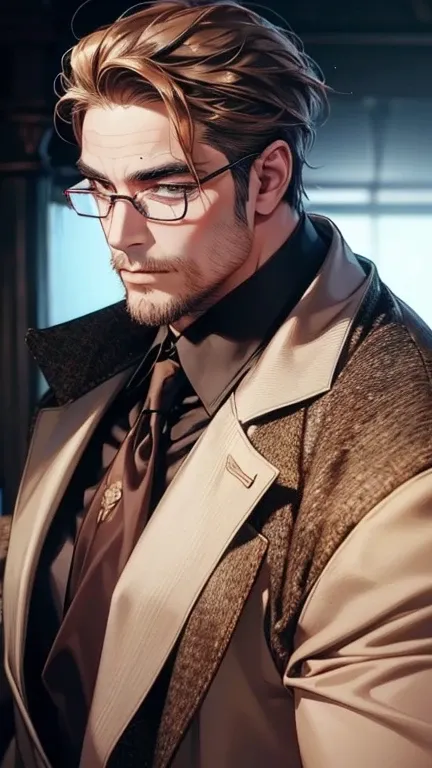 (  best quality,4K,8k,  highres,  masterpiece :1.2),  ultra-detailed  ,(realistic,photorealistic,photo-realistic:1.37),36-year-old man,3 day beard,Beautiful anime,Portraits,strong,Masculine,  with dark hair  ,sharp jaw,   mesmerizing eyes   ,  perfectly co...