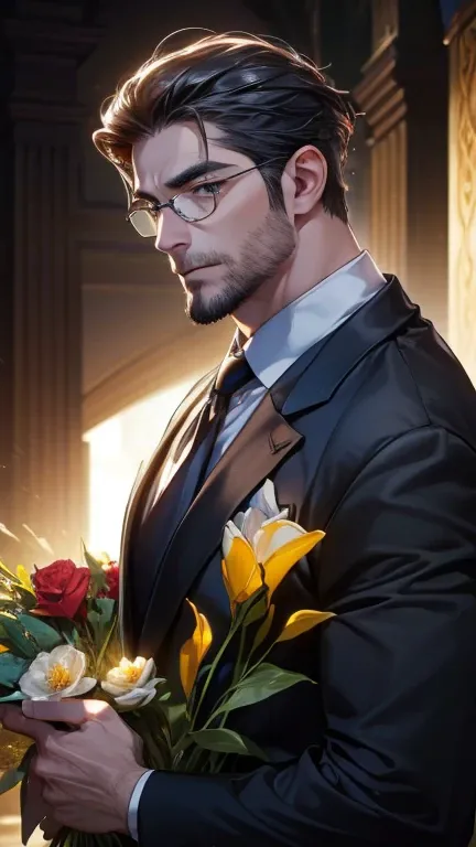 (     best quality,4K,8k,     highres,     masterpiece :1.2),     ultra-detailed     ,(realistic,photorealistic,photo-realistic:1.37),36-year-old man,3 day beard,Beautiful anime,Portraits,strong,Masculine,   with dark gray hair  ,sharp jaw,         mesmeri...