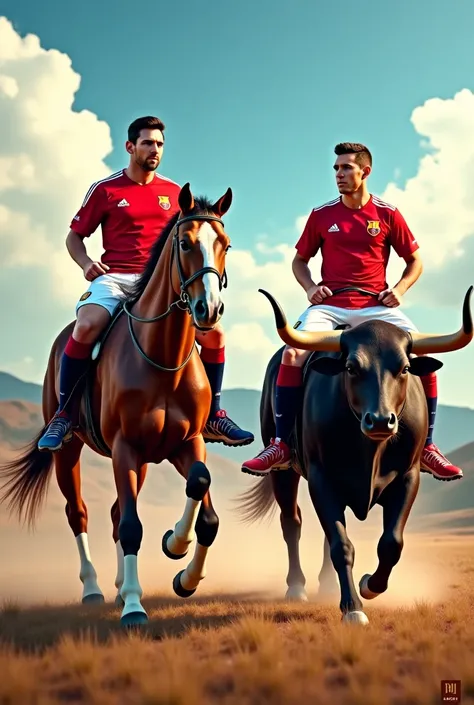 Messi ride Horse and Ronaldo Ride Bull