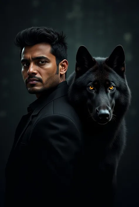 Bangladeshi actor Salman Shah with a black wolf