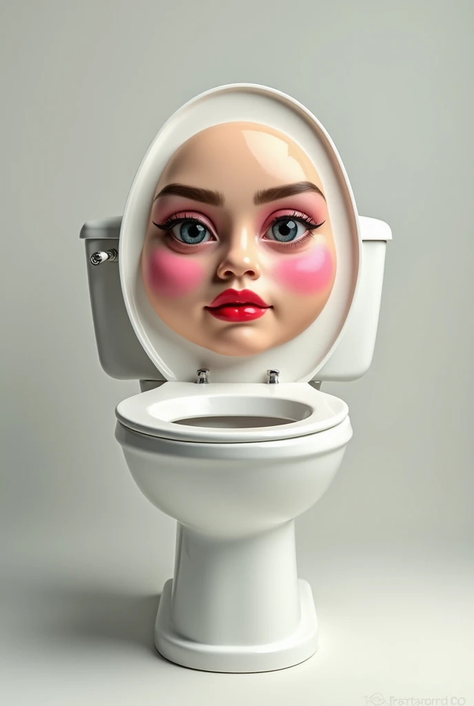 A toilet with makeup on the face