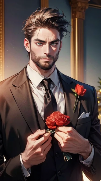 (     best quality,4K,8k,     highres,     masterpiece :1.2),     ultra-detailed     ,(realistic,photorealistic,photo-realistic:1.37),36-year-old man,3 day beard,Beautiful anime,Portraits,strong,Masculine,   with dark gray hair  ,sharp jaw,         mesmeri...