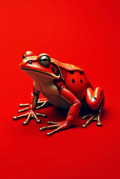 Create me a poker card printed with a red frog 