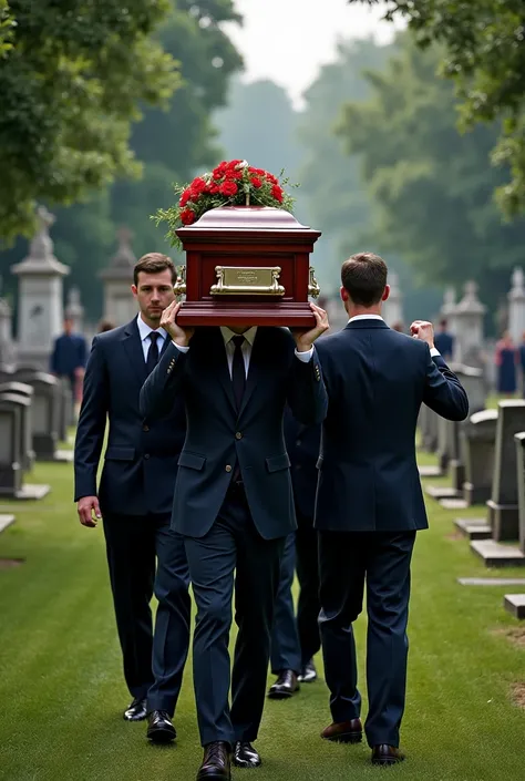 Men carry a coffin and go to cemeteries