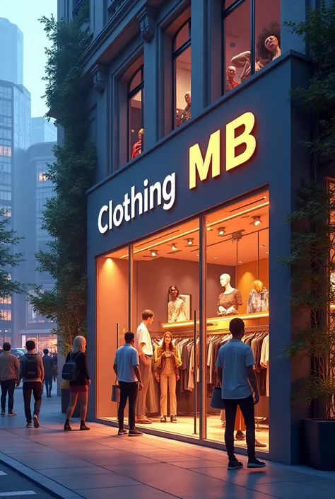 In background there should be clothing store and the logo name should be MB clothing store 