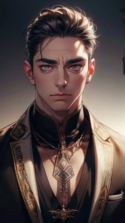 (     best quality,4K,8k,     highres,     masterpiece :1.2),     ultra-detailed     ,(realistic,photorealistic,photo-realistic:1.37),36-year-old man,10-day beard,Beautiful anime,Portraits,strong,Masculine,   with dark gray hair  ,sharp jaw,         mesmer...