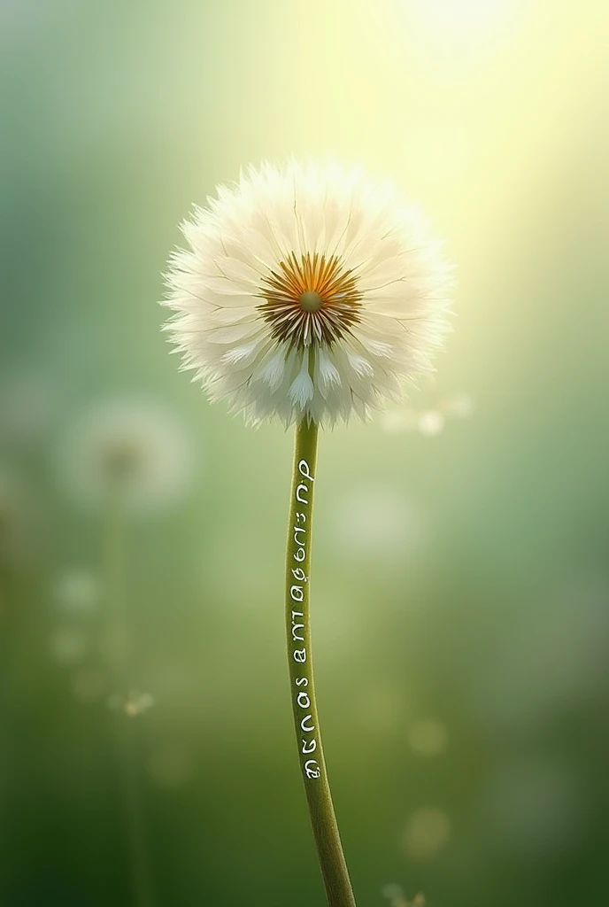 a dandelion with a word “que sera sera” on its stem