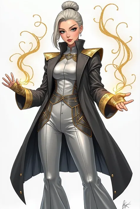 drawing,detailed and meticulous drawing,,latex shiny metallic uniform,manga , short boyish hair,, lots of embellishments and lace    The Metal Maven: A Prodigy of Metallic Arts

Character: A sharp, focused, and ambitious student who has a natural affinity ...