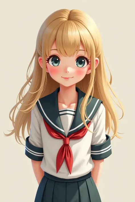 girl, sailor's uniform,  long blonde hair , charming