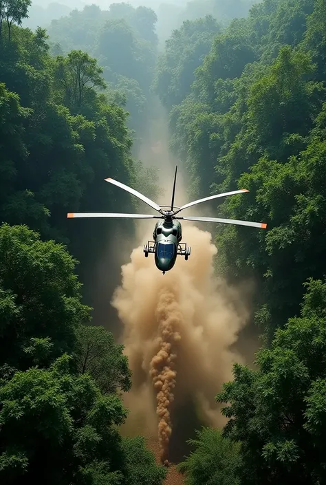 Scene 1: Aerial View of Jungle

EXT. JUNGLE - DAY

The camera pans over the lush, green jungle canopy, showing the dense foliage below. The sound of a helicopter can be heard in the distance.

HELICOPTER (CONTINUOUS)
The helicopter flies into view, descend...