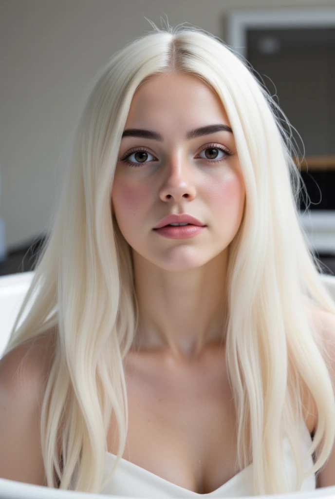  The young mixed race's face is a harmonious combination of delicate and striking features . Your skin,  pale tone with a light golden sheen ,  reflects a unique mix of genetic inheritances .  The bone structure of the face is well defined , with slightly ...