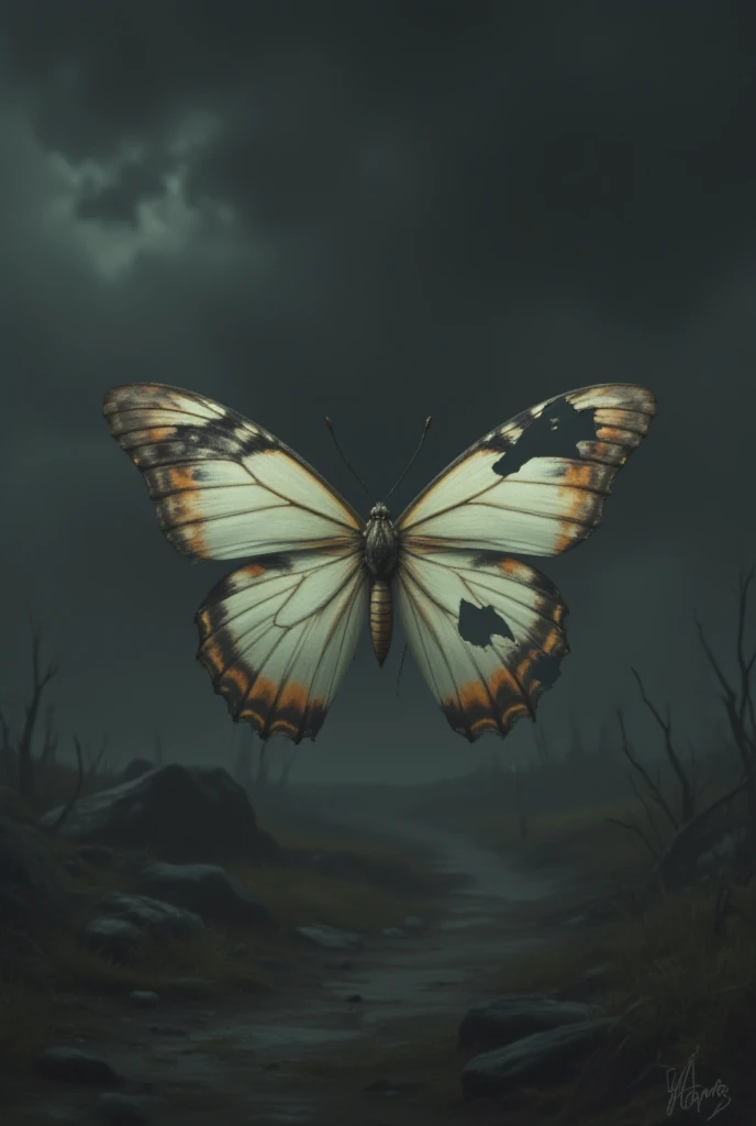 Broken  butterfly with broken wings