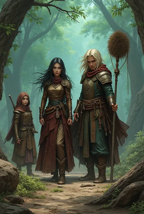  create an image of an RPG fantasy book with the name of the author Hernandes S.Souza is the title of the book that is Eldoria The Symphony of Destiny and Four People 2 Women, A man and a dwarf all on their backs