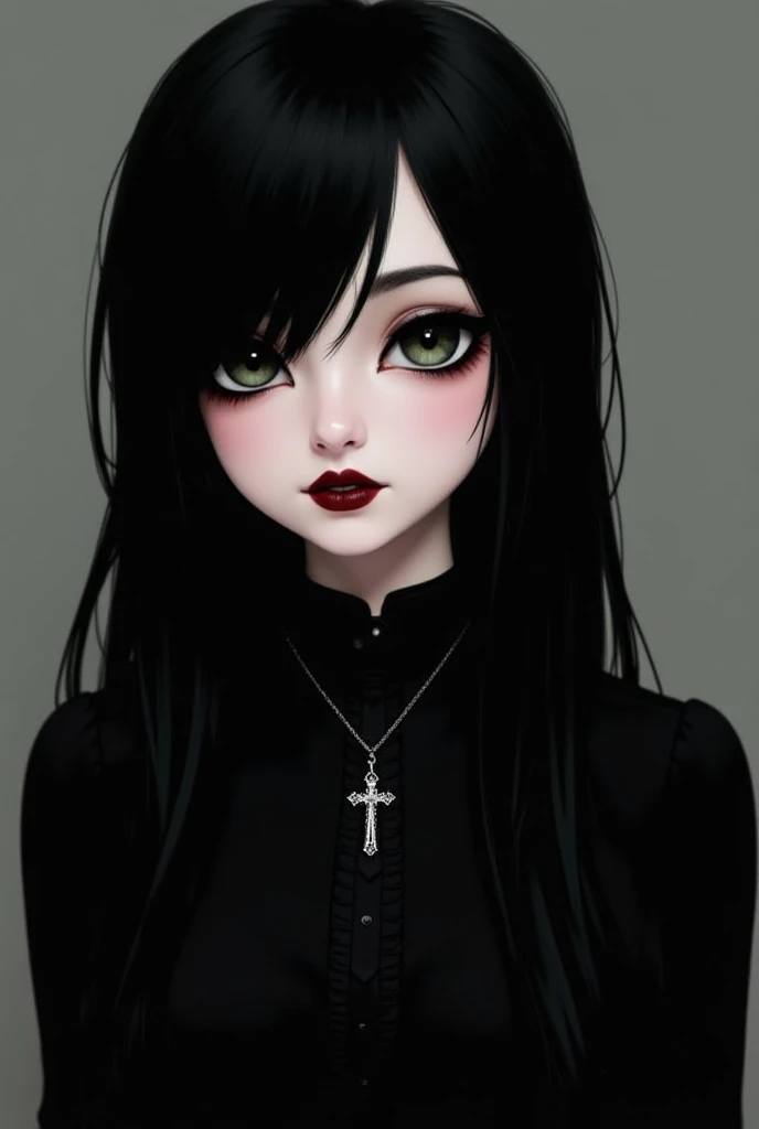 Of course!  Here is a description of a realistic goth girl :
 Physical aspect :
 * fur: pale, almost translucent,  with a slight shade of pink on the cheeks .
 * eyes: grandes y expresivos,  of an intense color like black ,  dark purple or emerald green . ...