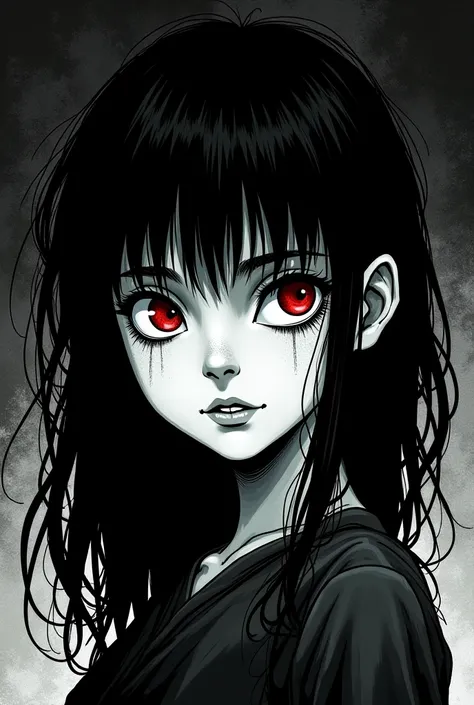 manga horror female drawing black white